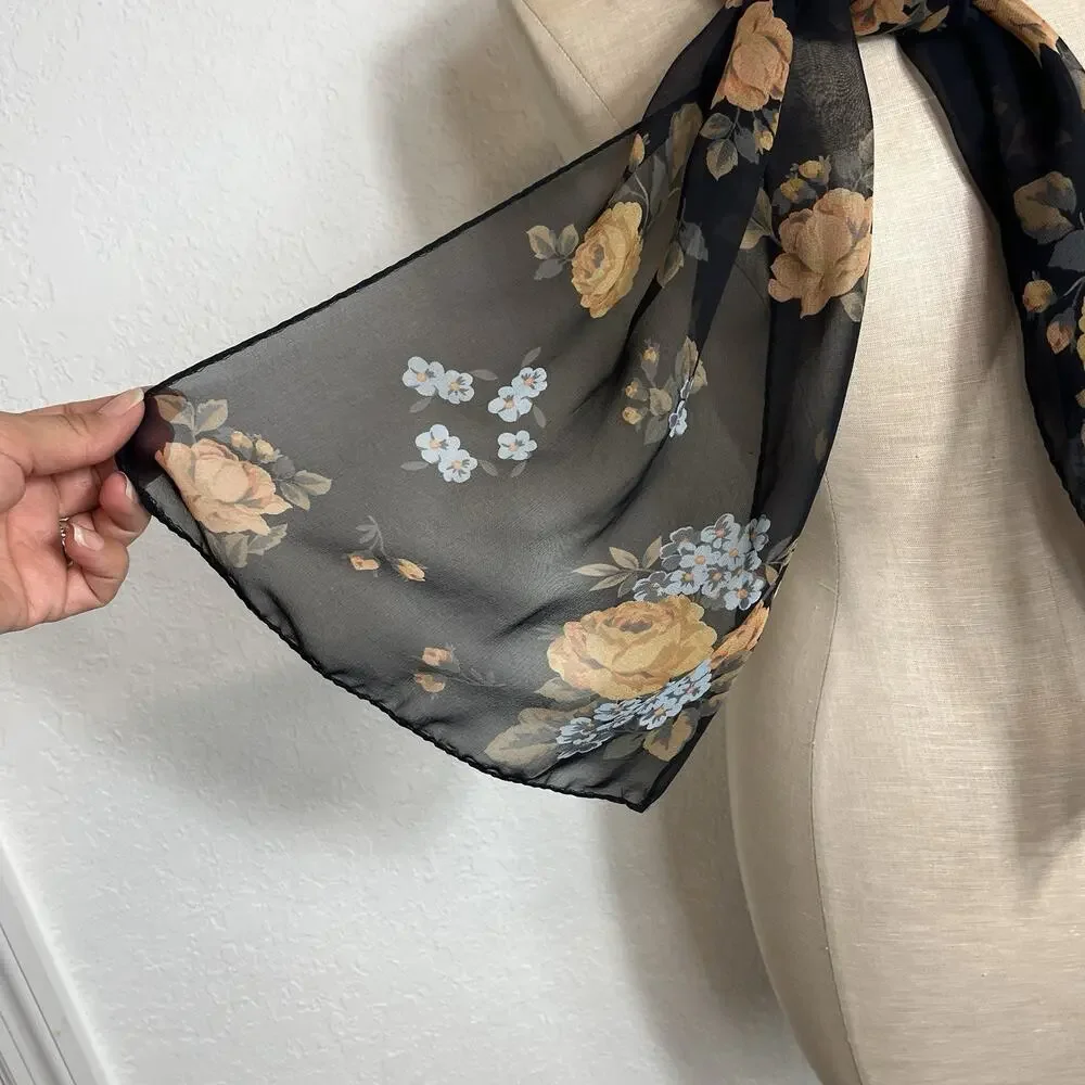 Unbranded Silk Like Floral Rectangular Scarf, lightweight, versatile, multi use.